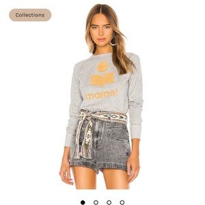 Isabel Marant Heather Gray Sweatshirt with Gold Logo
